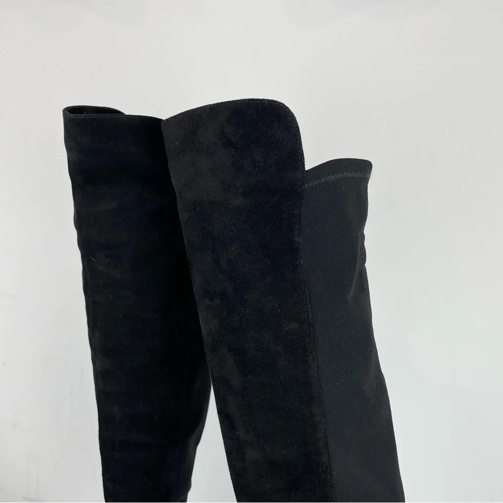 Stuart Weitzman 5050 Black Suede Stretch Over the Knee Boots Sz 5.5